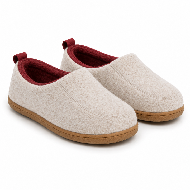 Ortopædisk unisex-indendørstoffel – hård ydersål & fleece-indersål