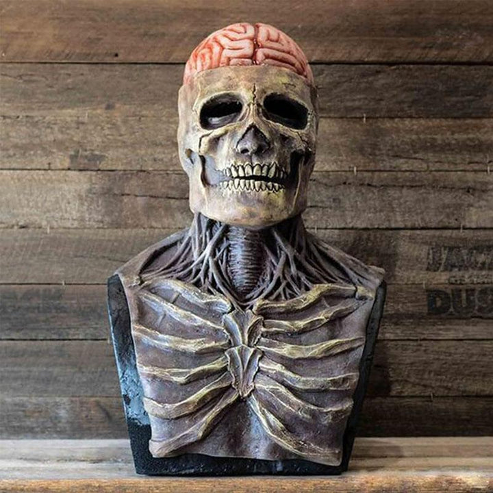 Realistisk skelet-halloweenmaske med hjerne til voksne