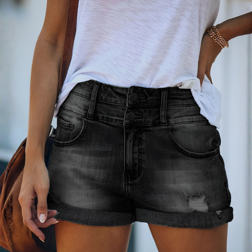 Ripped denimbukser (shorts) til kvinder