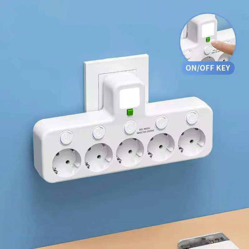 Stikdåse med USB og afbrydere | Flerstikdåse-overspændingsbeskyttelse 2500 W