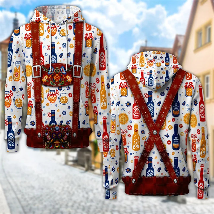3D-traditionshoodie med ølkrus-print – ProstZeit Oktoberfest 2026