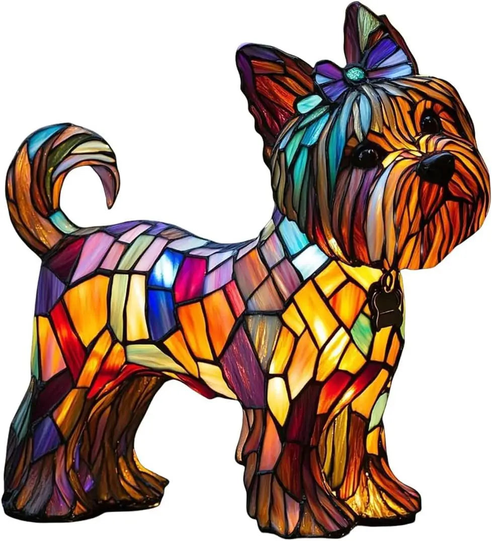 Dekorativ hundebordlampe farverigt fantasifuldt stemningslys