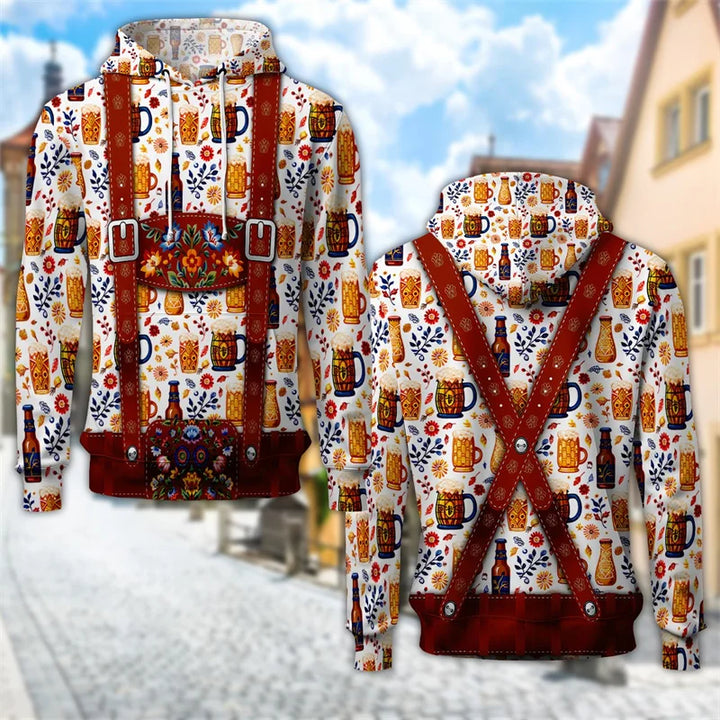 3D-traditionshoodie med ølkrus-print – ProstZeit Oktoberfest 2026