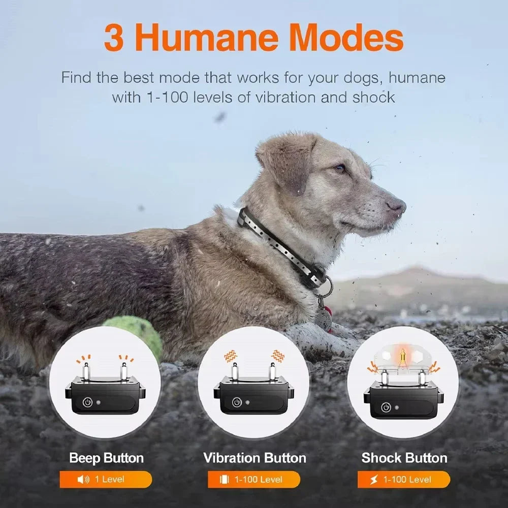 Genopladeligt elektrisk træningshalsbånd til hunde med fjernbetjening og 1000 m rækkevidde – PetControl