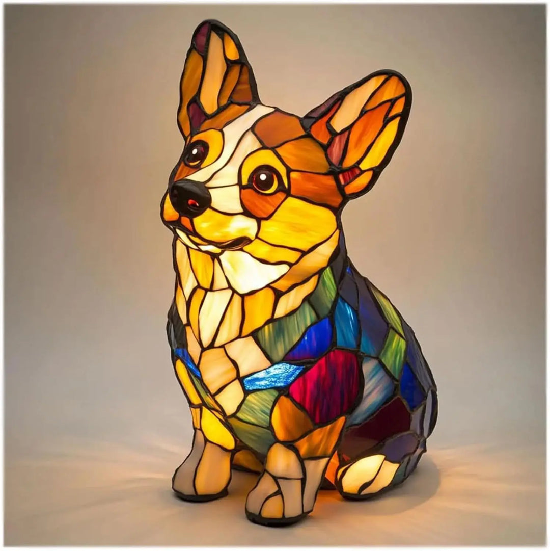 Dekorativ hundebordlampe farverigt fantasifuldt stemningslys