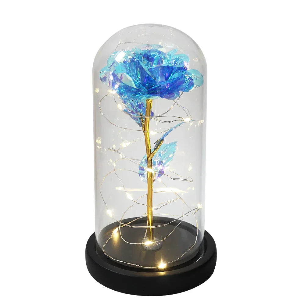 CrystalAura LED Rosekuppel | Elegant Oplyst Rose til Bryllups- og Eventdekoration
