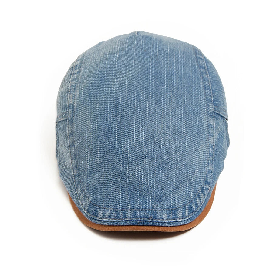 Sixpence-kasket til mænd | Retro newsboy-kasket i denim