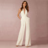 Jumpsuit med dyb V-hals og ryg
