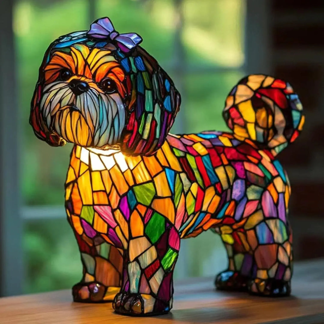 Dekorativ hundebordlampe farverigt fantasifuldt stemningslys