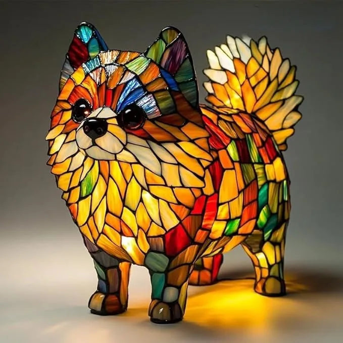 Dekorativ hundebordlampe farverigt fantasifuldt stemningslys