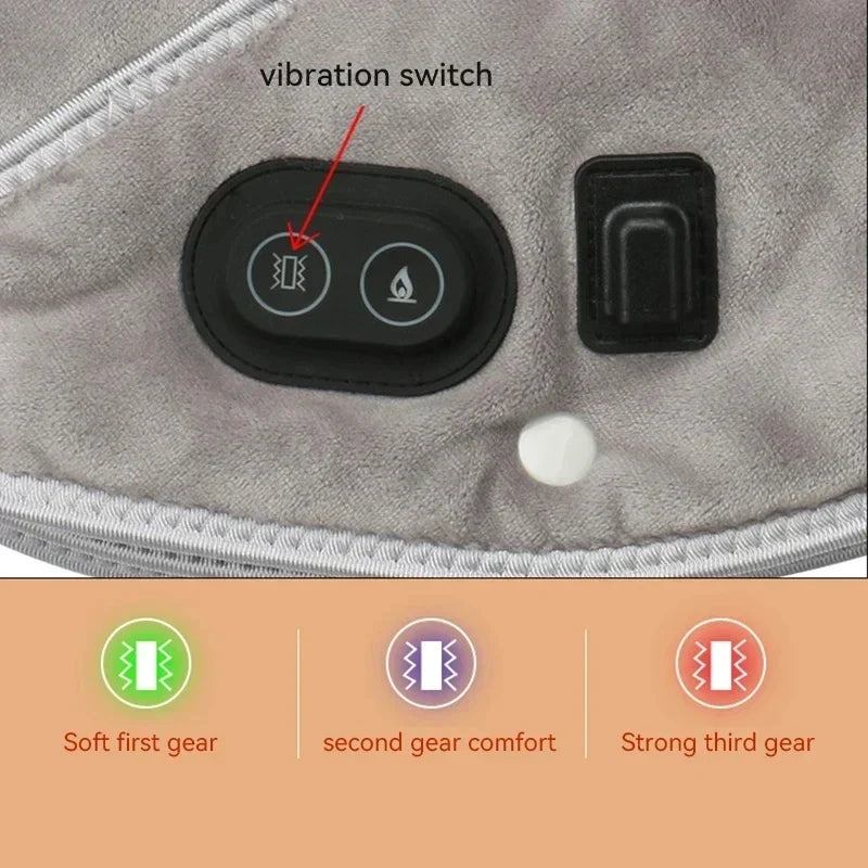 ThermoLiva varmemassageapparat til nakke og skuldre | USB-varmepude med vibration | 3 temperaturniveauer og timer | Blødt plys