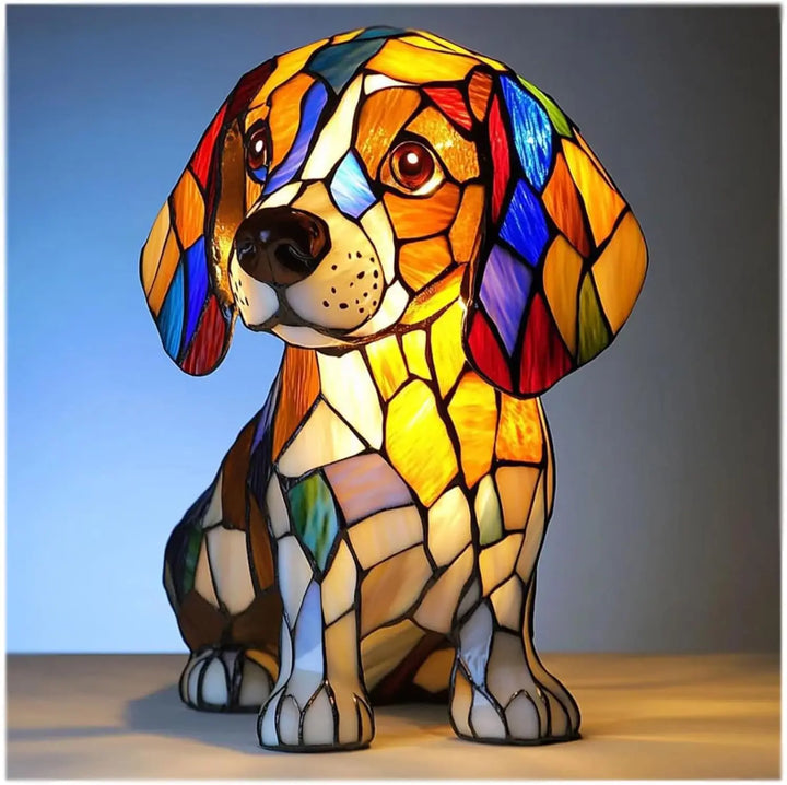 Dekorativ hundebordlampe farverigt fantasifuldt stemningslys
