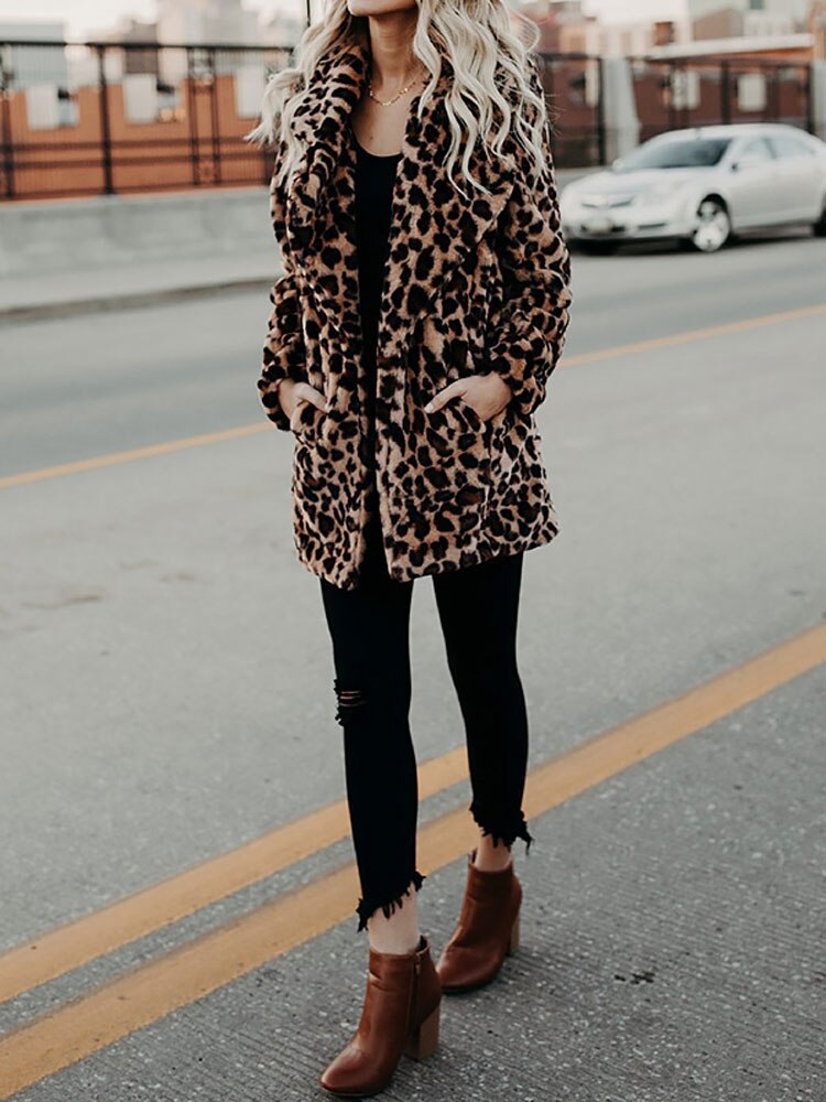 Vinterjakke med leopardprint til kvinder - Sofia