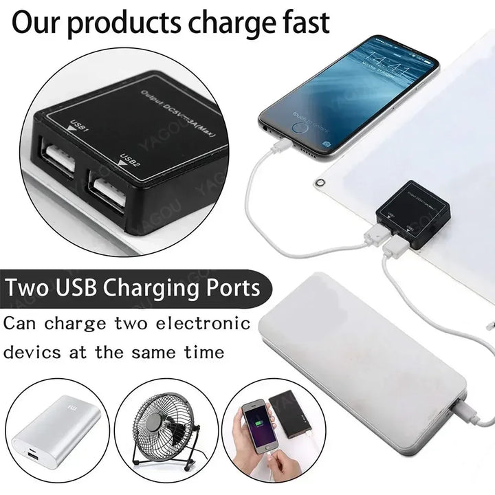 SOLVION Charge 100W Bærbart Solpanel | 5V | Dual USB | Vandtæt | Outdoor & Camping