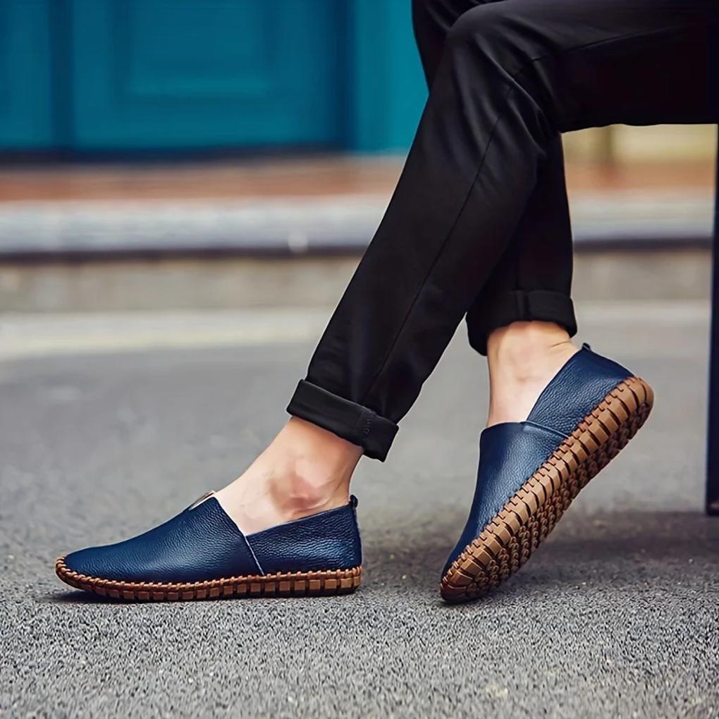 Elegante Loafers i Mat, Slip-Ons i Ægte Læder