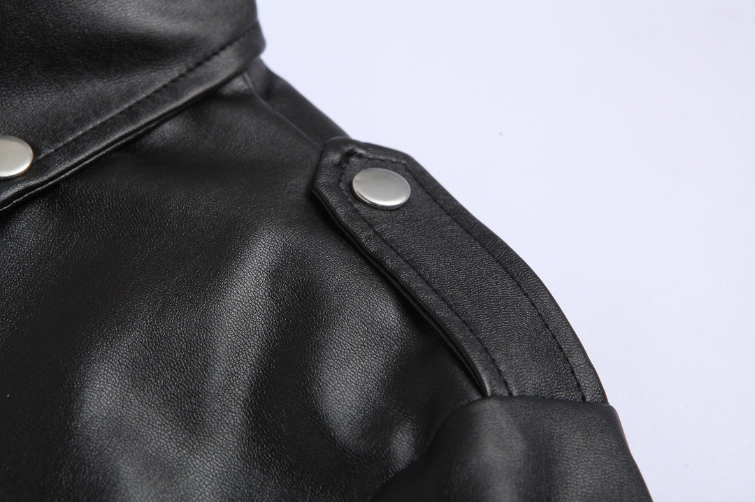Slim fit motorcykeljakke i læder til mænd med opstående krave - Ryder