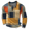 Henley-sweatshirt til herrer med knaplukning og geometrisk mønster