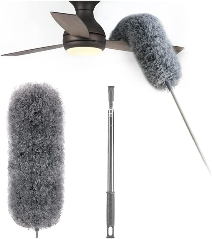 Udtrækkelig mikrofiber-støvvender | Ekstra lang rækkevidde | Fleksibelt hoved | Vaskbar