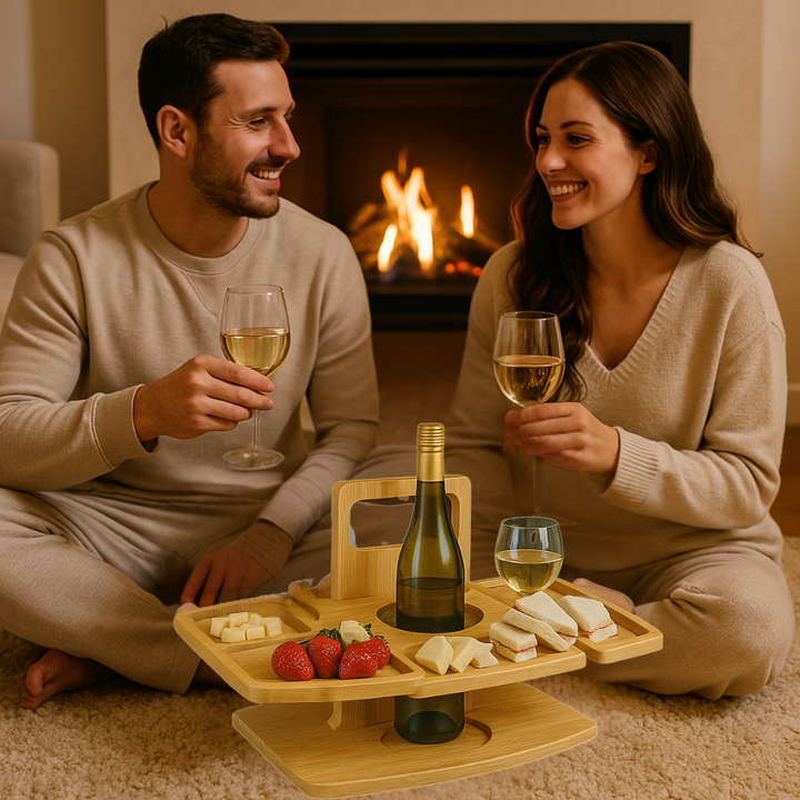 Bærbart picnic-vinbord i træ – WineNest