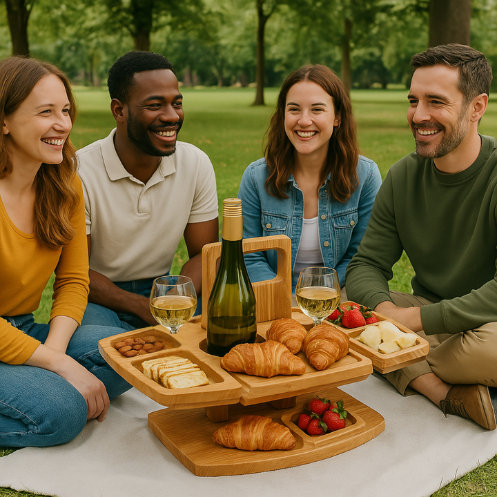 Bærbart picnic-vinbord i træ – WineNest