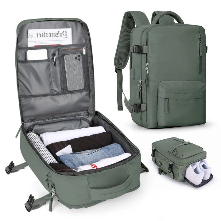 Multifunktionel damerygsæk 35 L med USB-port