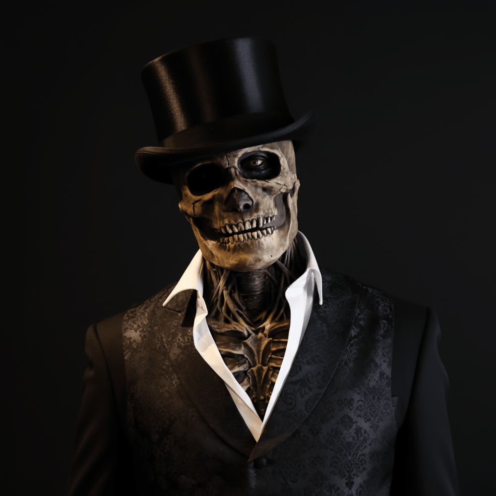 Unisex skeletmaske med hat til Halloween
