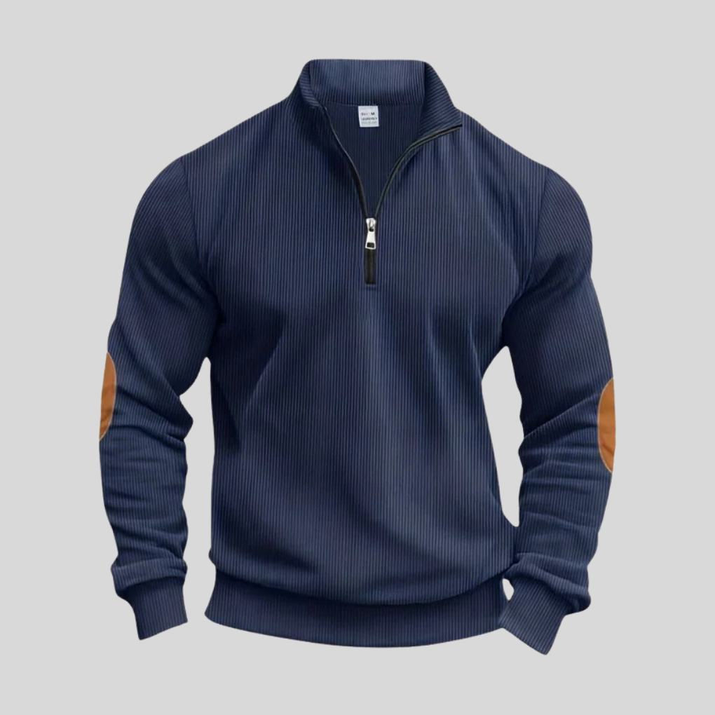Herrepullover med ribbede manchetter