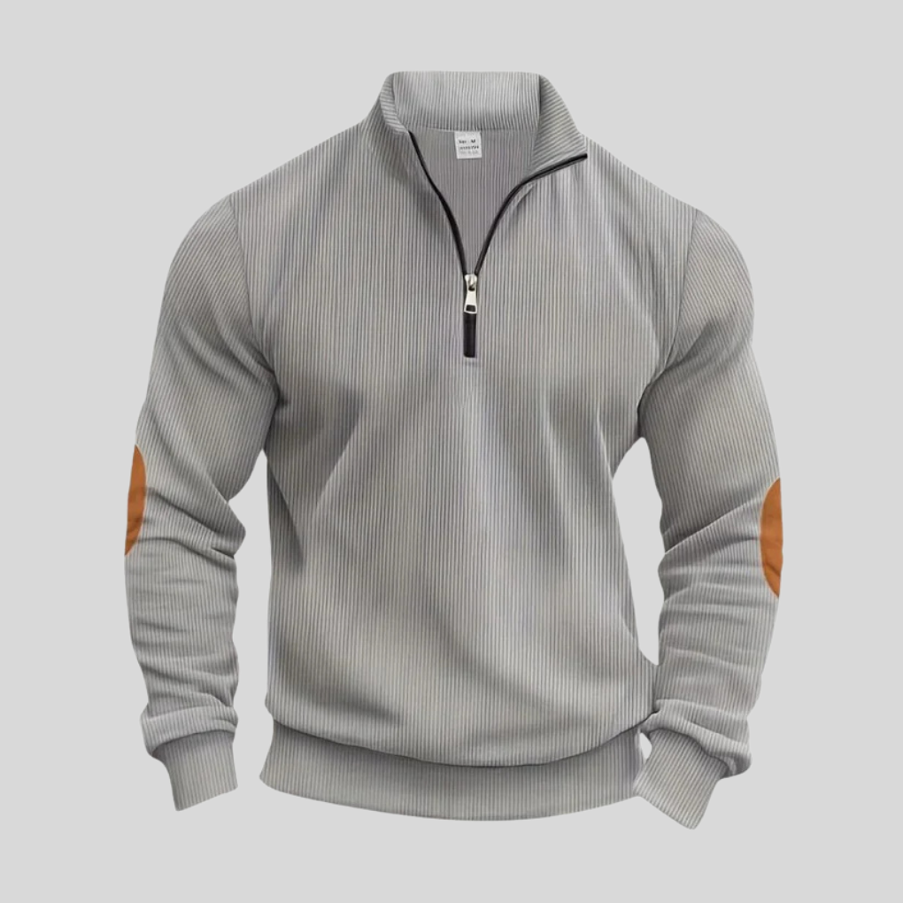 Herrepullover med ribbede manchetter