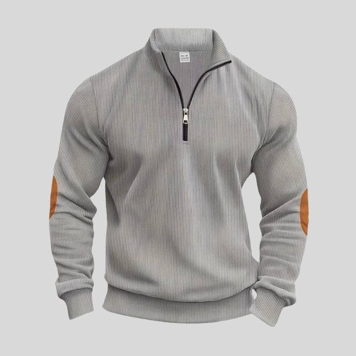 Herrepullover med ribbede manchetter
