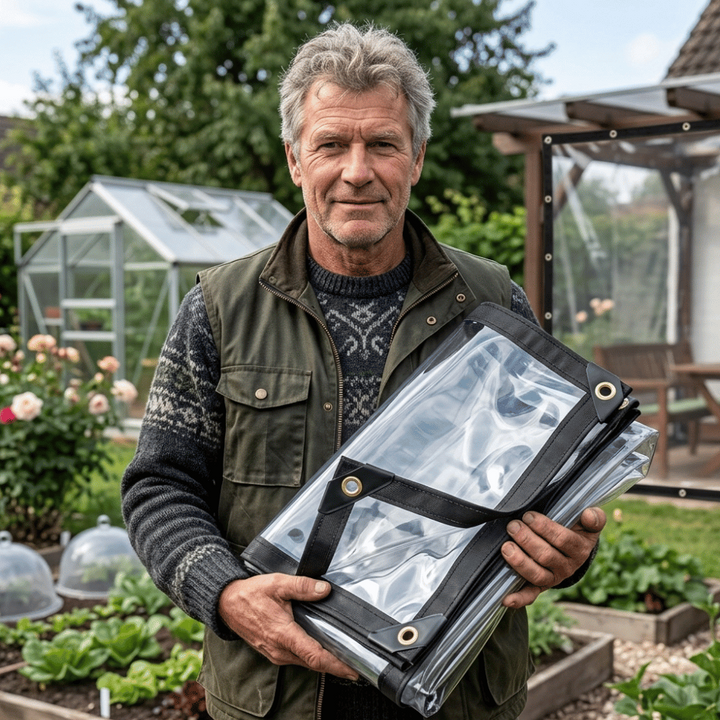 Gennemsigtig, vejrbestandig presenning til have, terrasse og udendørsområder