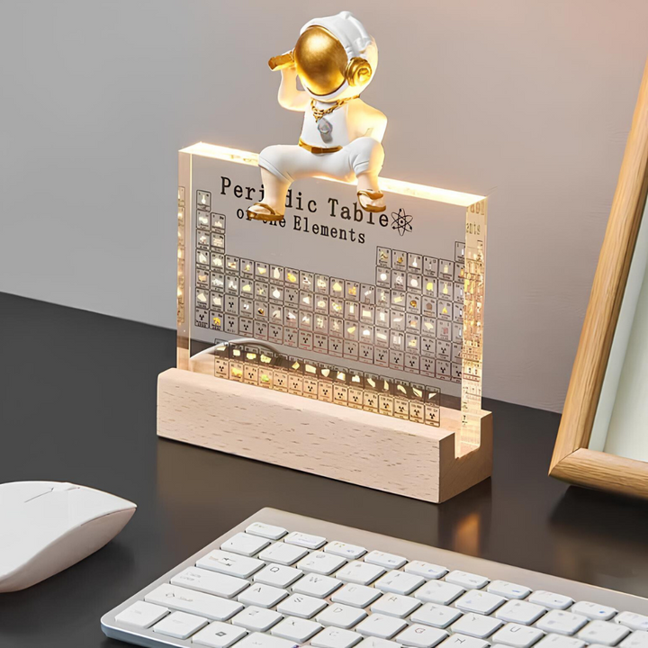 Oplyst Periodisk System med Ægte Grundstoffer - Elementa