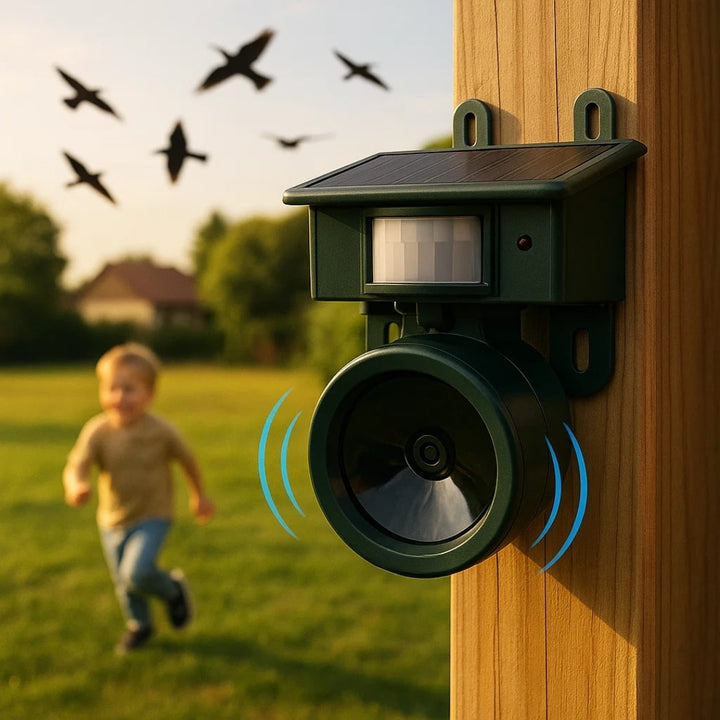 Fugleafskrækker | Solcelledrevet Sensor | Naturlige Rovfuglelyde | Birdfend