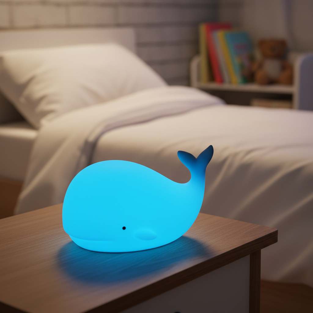 Blød natlampe i silikone – GlowWhale