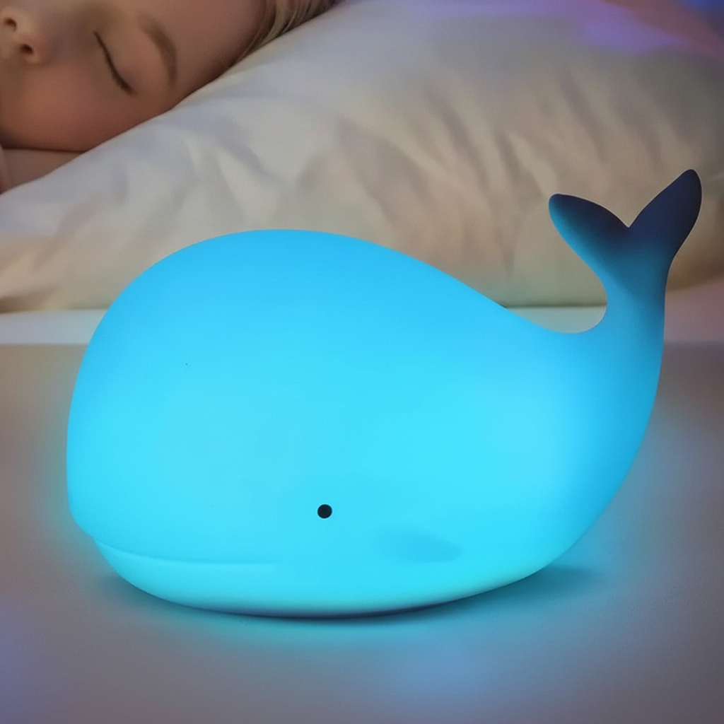 Blød natlampe i silikone – GlowWhale