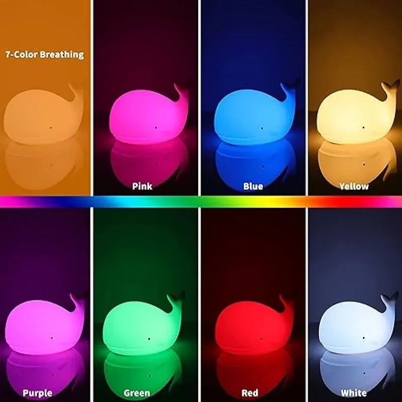 Blød natlampe i silikone – GlowWhale