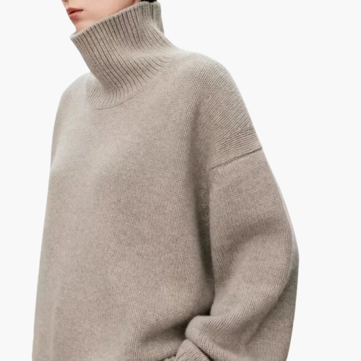 Kvinders Oversized Højhalset Sweater – Afslappet Striklag