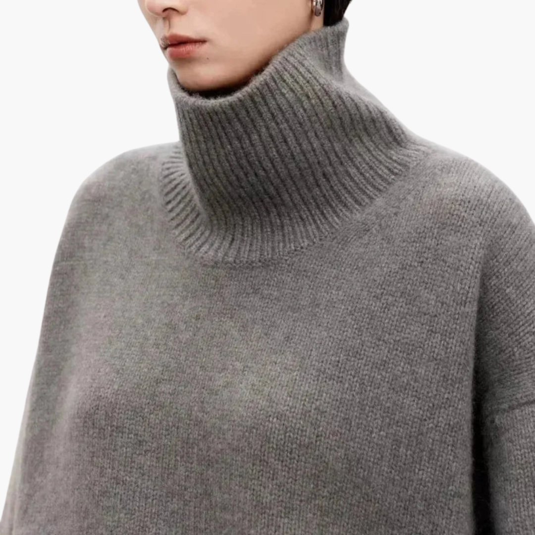 Kvinders Oversized Højhalset Sweater – Afslappet Striklag
