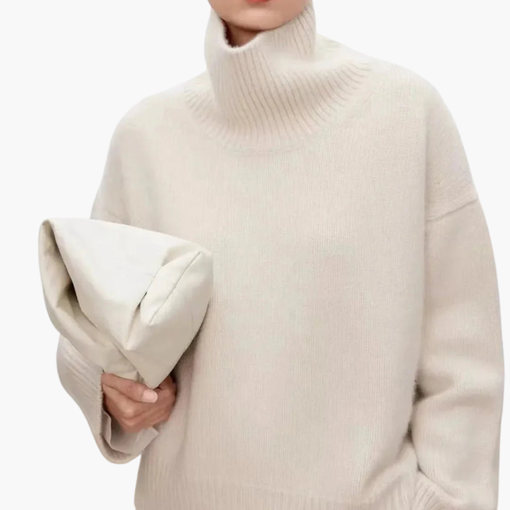 Kvinders Oversized Højhalset Sweater – Afslappet Striklag
