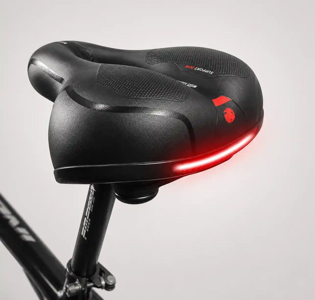 Ergonomisk komfort-cykelsadel med udskæring – med 2 tommer tyk skumpolstring og vandtæt PU-læder
