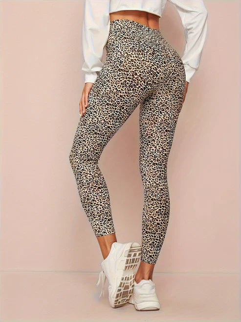 Leopard Print Højtaljede Leggings til Kvinder
