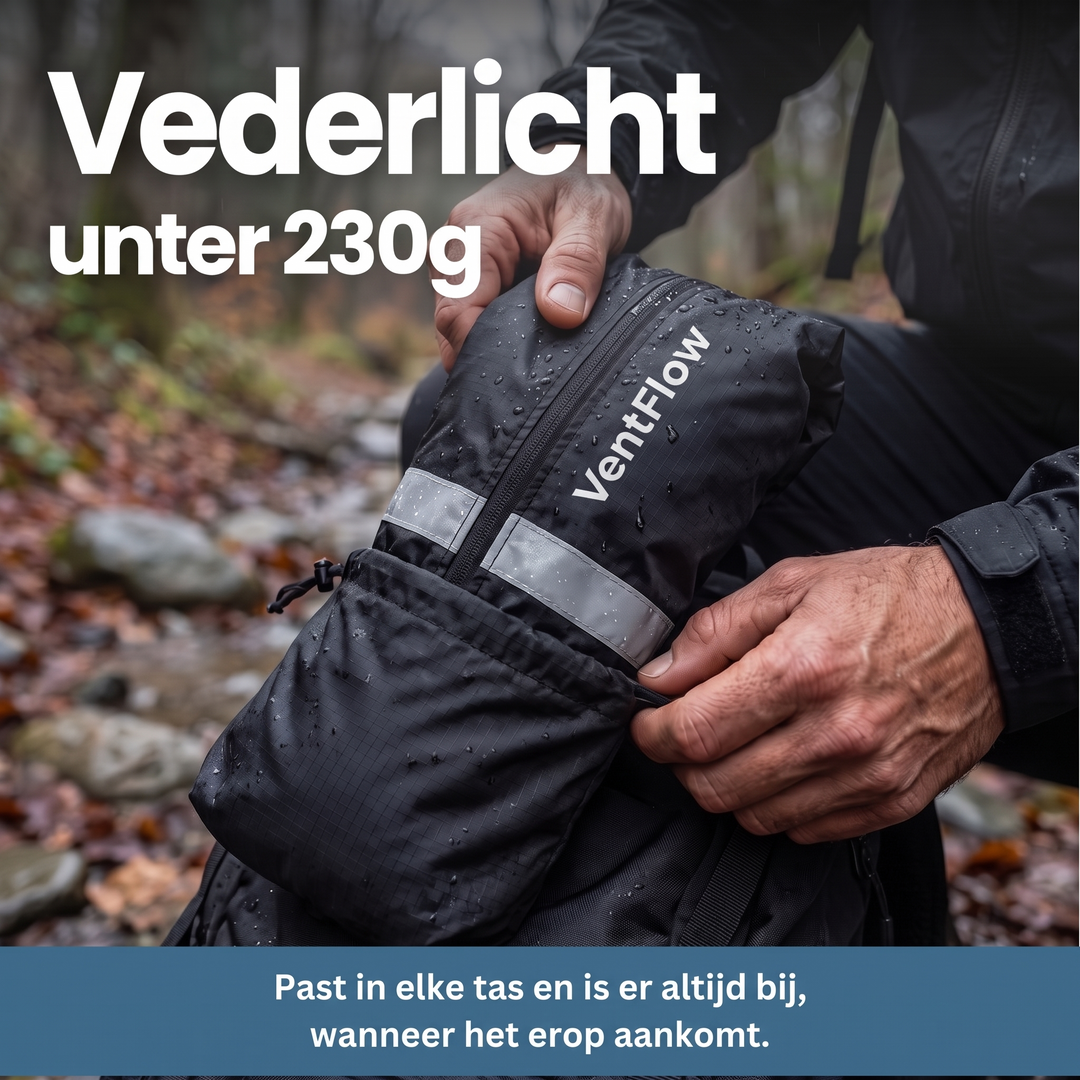 Vandtæt, vindtæt og åndbar cykeljakke med ventilationsåbninger under armene og reflekterende striber