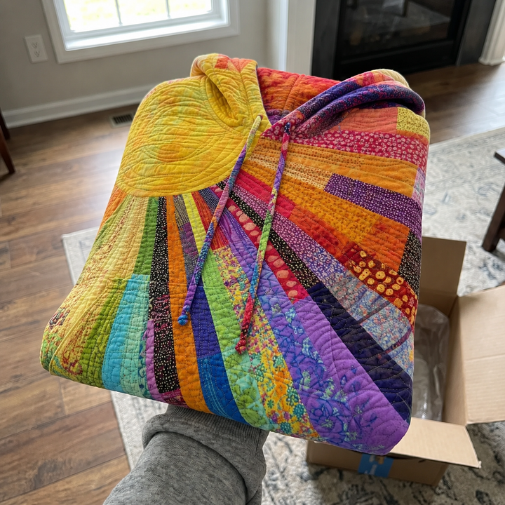 Bohemestil patchwork-hoodie i flere farver til damer
