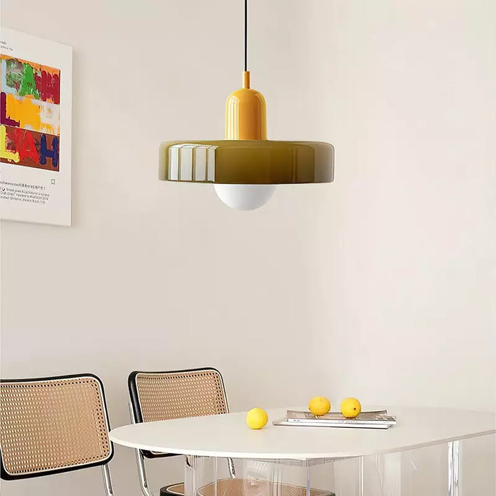 Farverig pendellampe i Bauhaus-stil - StiloGlas