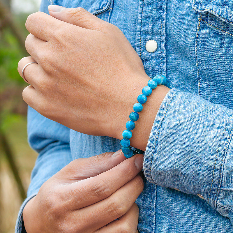 Havkrystal | Armbånd med naturlig havblå apatitsten