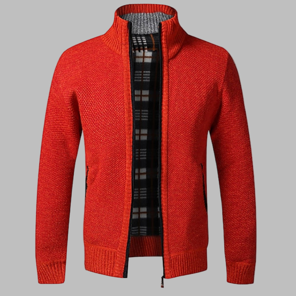 Stilfuld strikket sweater med lynlås til mænd