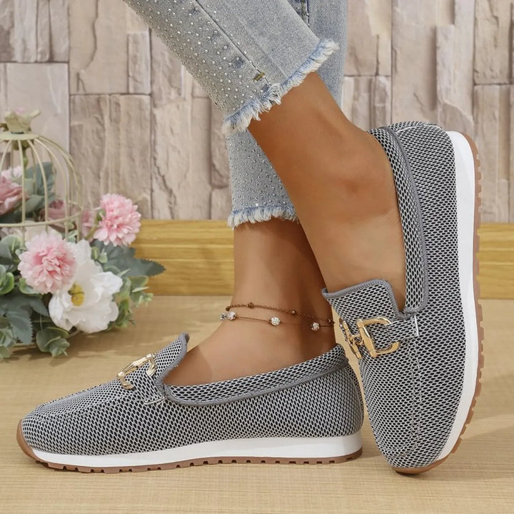 Kvinders Solid Farve Flade Sneakers