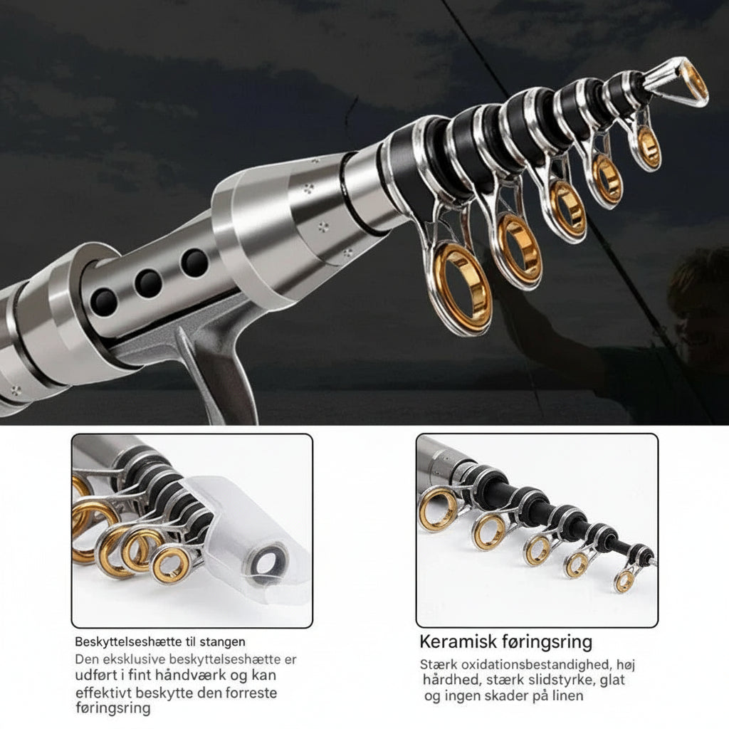 Telescopisk fiskestang i kulfiber