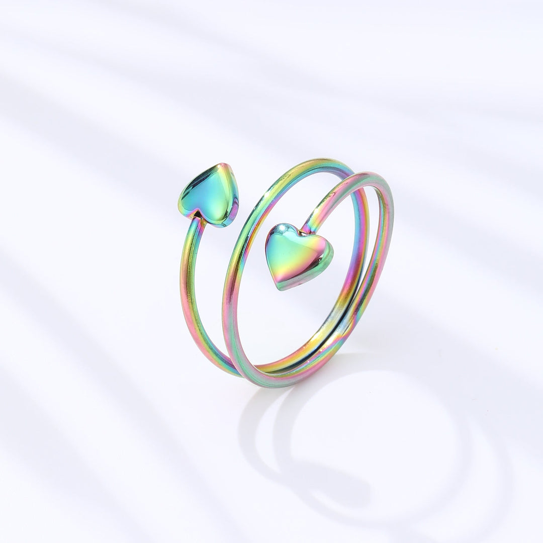 Peach Heart Stainless Steel Magnet Ring Health Anti-snoring Ring