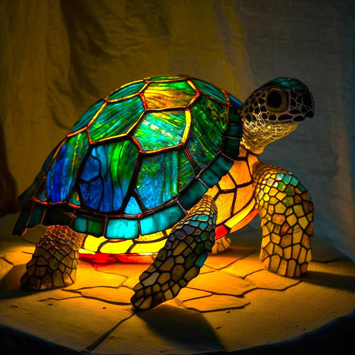 Bordlampe i farvet glas dyr dekorativt lys