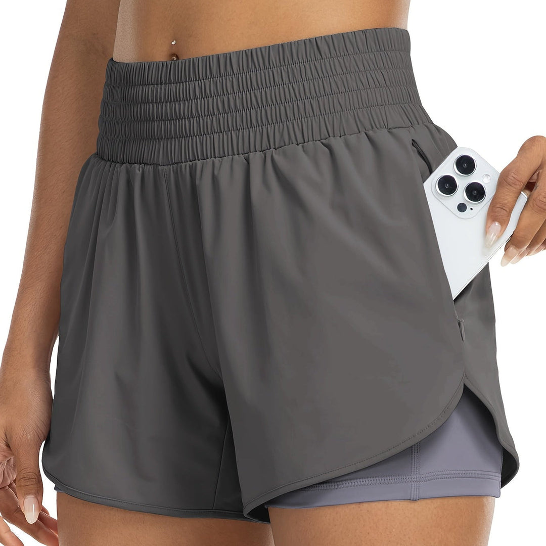 Runelle Trainingsshort voor Dames - Dubbele Laag & Hoge Taille